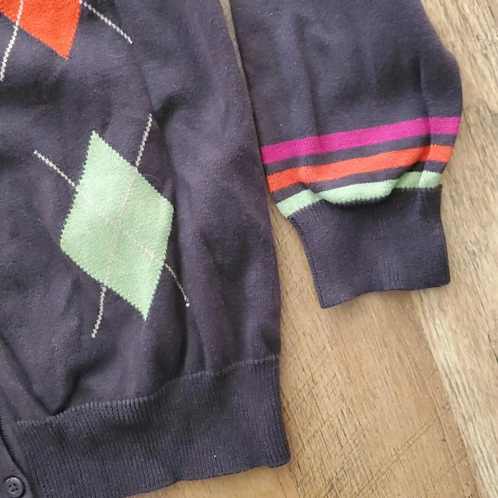 Gymboree Girls‎ Brown Argyle Buttondown Cardigan Size 10-12